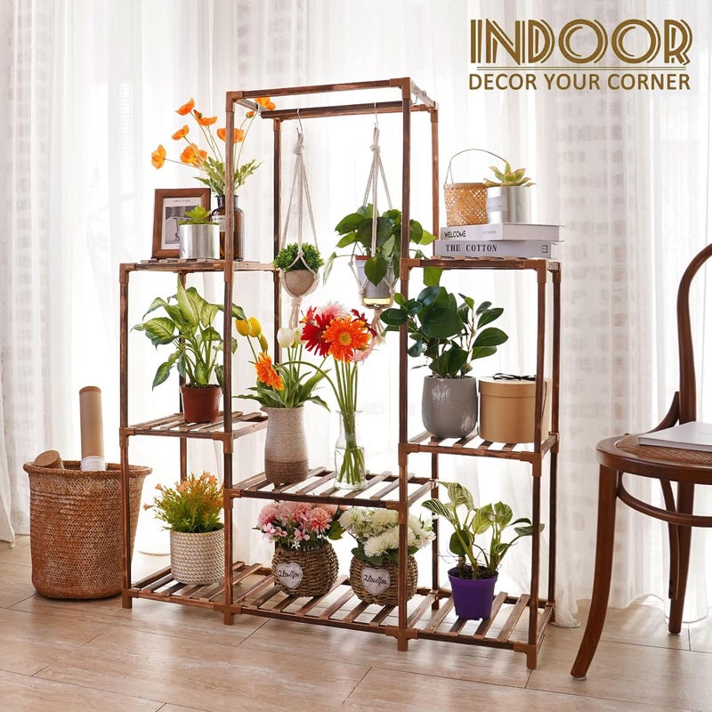 Uneedem Plant Stand Indoor Outdoor Tall Shelf for Multiple Plants 8 Tiers 12 Pot Large Rack Pine Wood Corner Plant/Flower Holder for Room Corner Balcony - Image 5